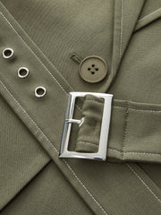 Contrast-Stitch Belted Casual Blazer