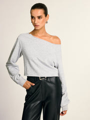 Asymmetric Off-Shoulder Cropped Sweatshirt