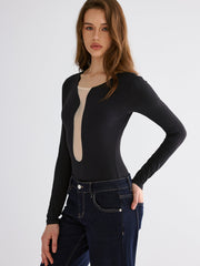 Mesh Patchwork Skinny Bodysuits