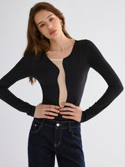 Mesh Patchwork Skinny Bodysuits
