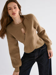 Cut-out Asymmetrical-Hem Sweater