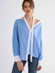 Striped Split-collar Shirt
