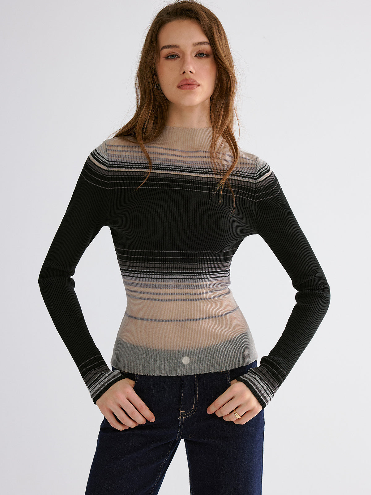 Gradient Mesh Knit Top
