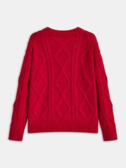 Cable-Knit Crew Neck Sweater