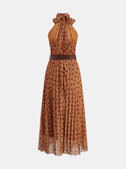 Halter Neck Polka Dot Dress with Belt