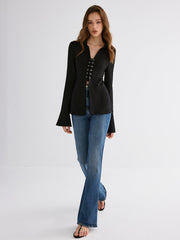 Flared Cuff Collared Blouse