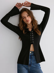 Flared Cuff Collared Blouse