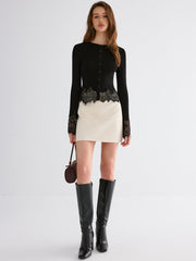 Lace Hem Flared Sleeve Cadigan