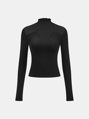 Sheer Paneled Long Sleeve Top