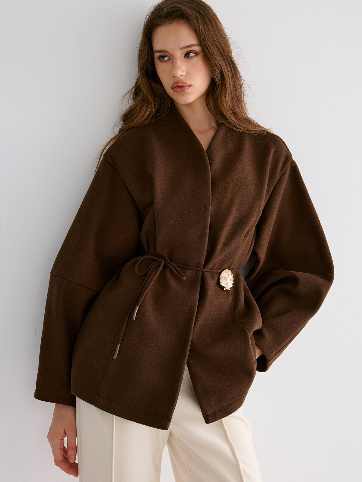 Shell Detail Tie-Waist Coat