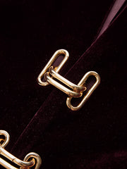 Metal Buckle Corduroy Stand Collar Jacket