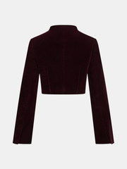 Metal Buckle Corduroy Stand Collar Jacket