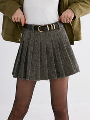 Pleated Tweed Skirt