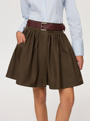 Belted Pocket Pleated Mini Skirt