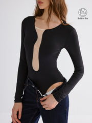 Mesh Patchwork Skinny Bodysuits