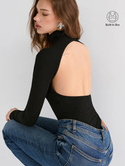 Bra Free Soft Line Open Back Long Sleeve Shirt