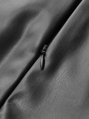 Slit Pleated Fitted PU Midi Skirt