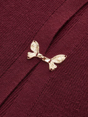 Bow Buckle Peplum Knit Cardigan