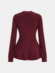 Bow Buckle Peplum Knit Cardigan