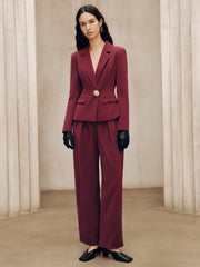 Mid-Waist Pleated Wide-Leg Pants