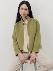 Zip-Up Turtleneck Knit Cardigan