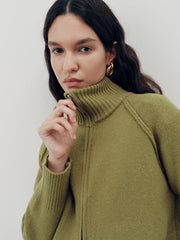 Zip-Up Turtleneck Knit Cardigan