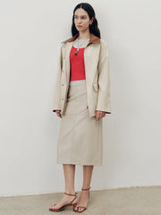 Contrast Collar PU Leather Jacket