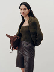 Knit Strapless Top and Cardigan Two-Piece Set