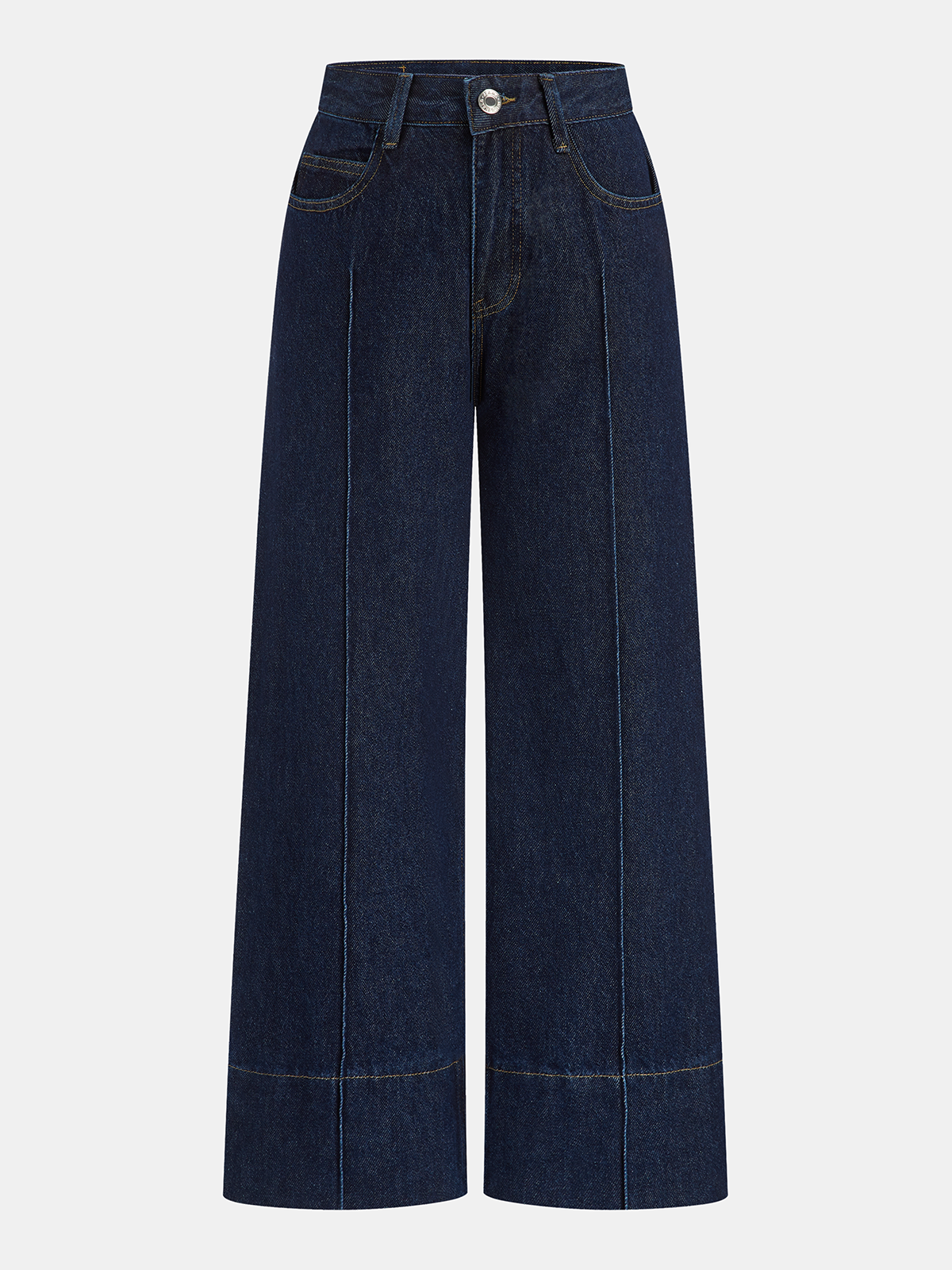 Mid-Waisted Denim Wide-Leg Jeans