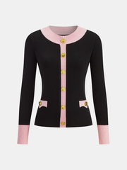 Contrast Trim Wool-Blend Knit Top