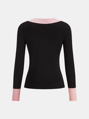 Contrast Trim Wool-Blend Knit Top
