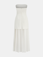 Pleated Strapless Maxi Dress with Detachable Strap