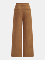 Braided Detail Mid-Waist Suede Effect Pants