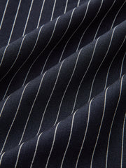 Flared Sleeve Pinstripe Wrap Blouse