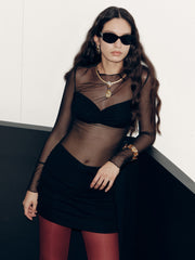 Sheer Mesh Paneled Bodycon Mini Dress