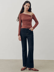Denim Mid-Waist Flared Jeans
