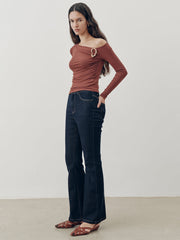Denim Mid-Waist Flared Jeans