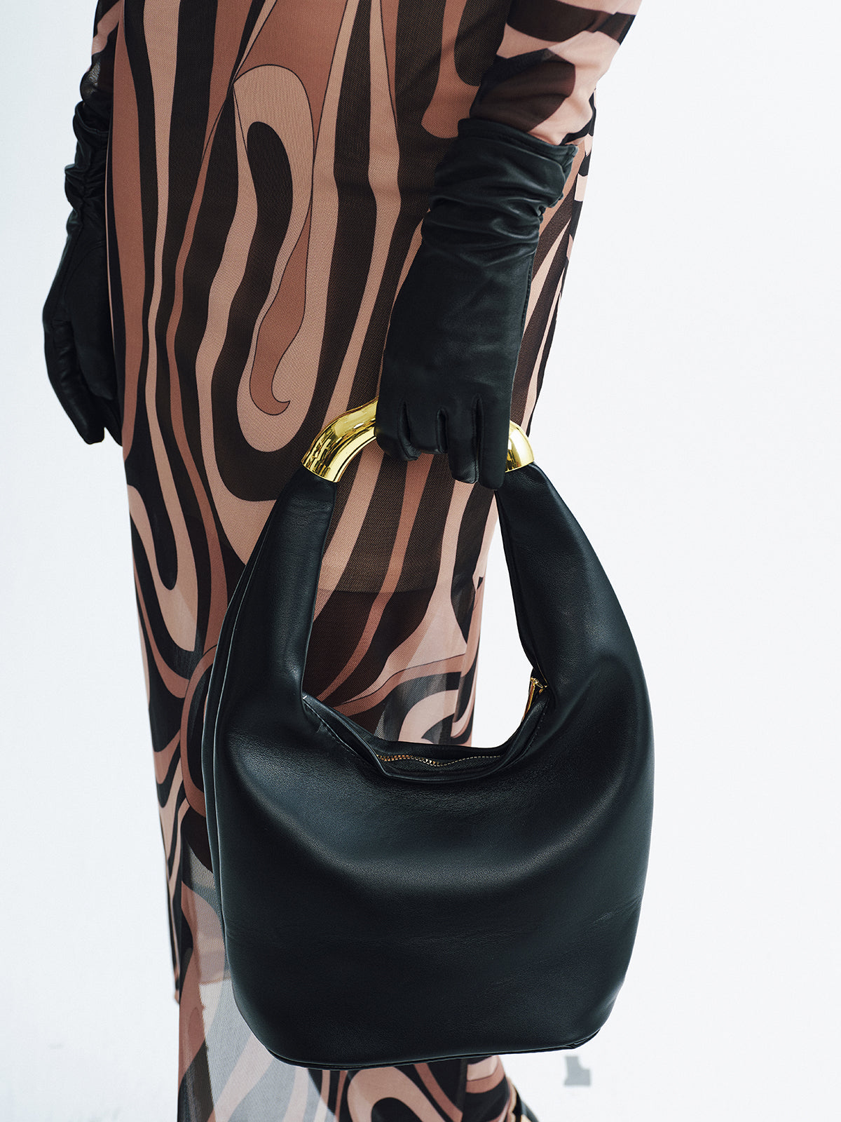 Metal Handle PU Hobo Bag