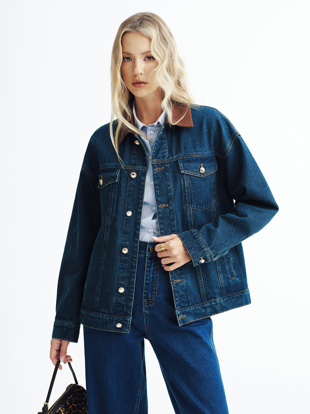Corduroy Collar Denim Jacket
