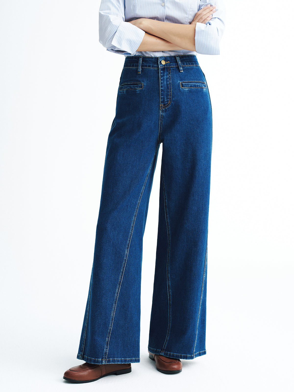 High-Waisted Denim Wide-Leg Jeans