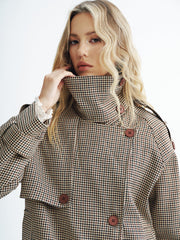 Vintage Plaid Cropped Trench Coat