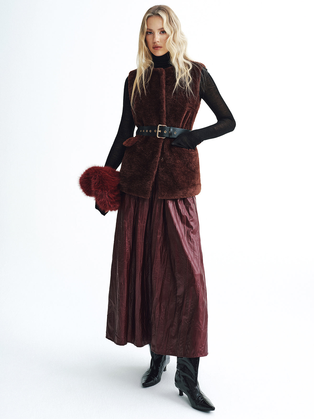 Faux Fur Belted Vest