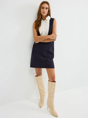 Contrast Shirt Panel Sleeveless Mini Dress