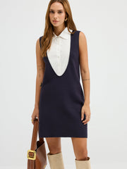 Contrast Shirt Panel Sleeveless Mini Dress