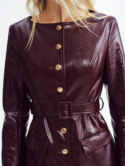 Faux Leather Belted Mini Dress