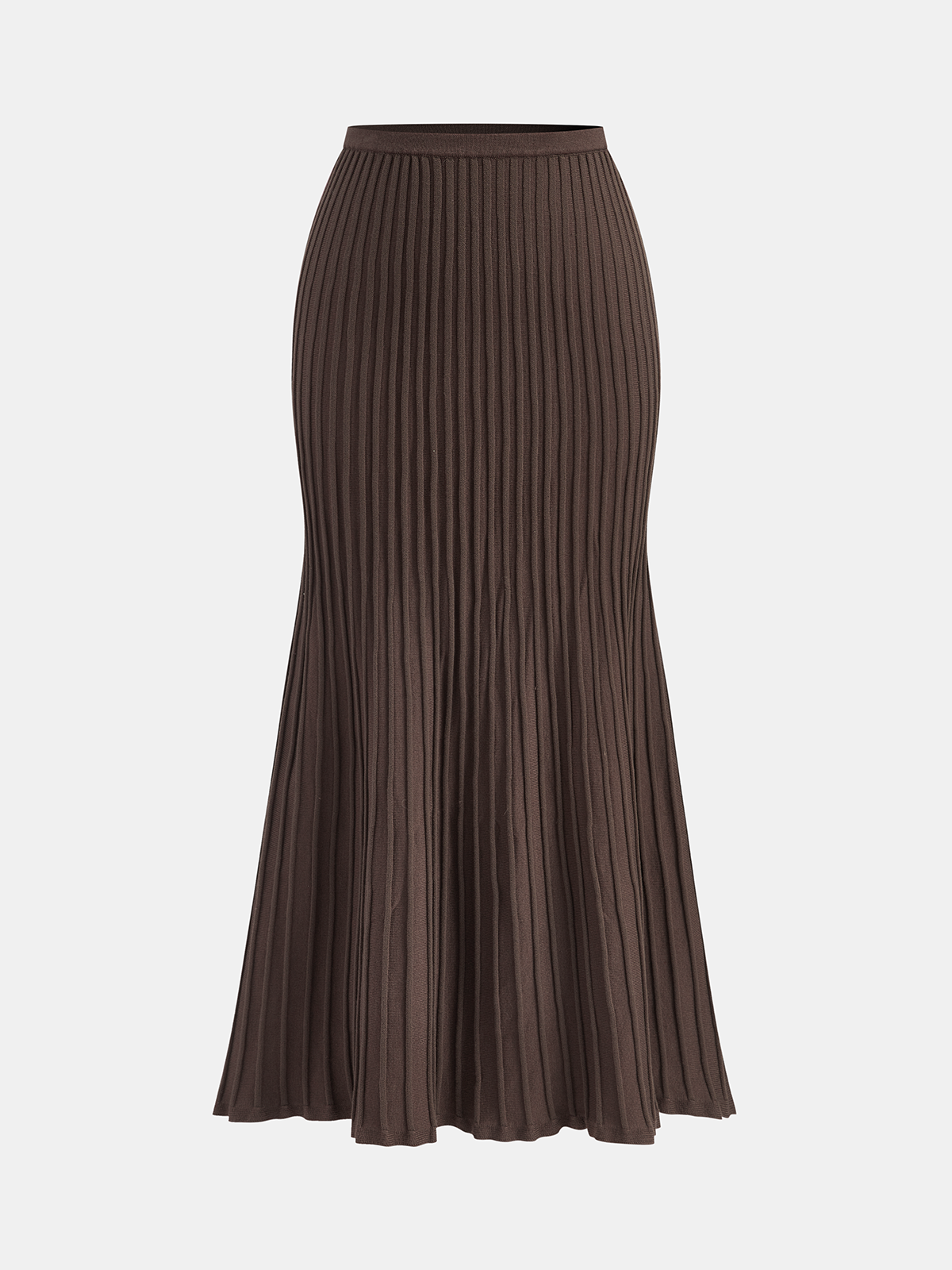 Textured Rib-Knit Mermaid Midi Skirt