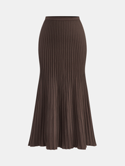 Textured Rib-Knit Mermaid Midi Skirt