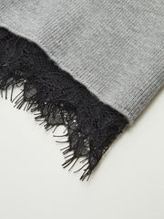 Lace Hem Ribbed Knit Cardigan