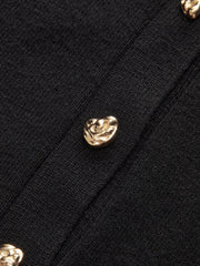 Contrast Cuff Collared Knit Maxi Dress