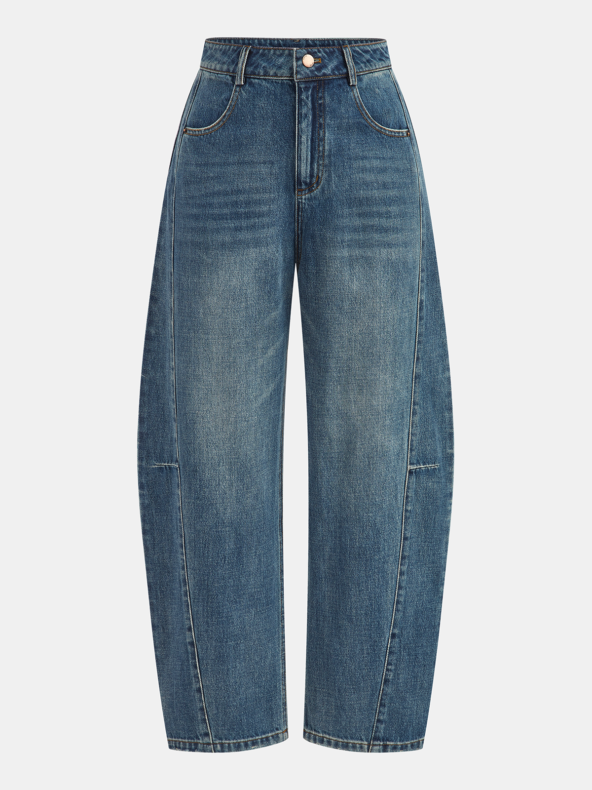 Mid-Waist Denim Curved-Leg Jeans